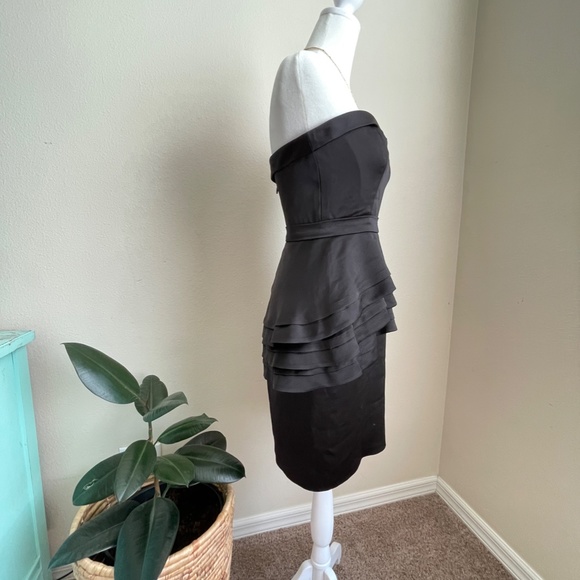BCBGMaxAzria Aurelia Black Satin Mini Dress 4 - Picture 6 of 14